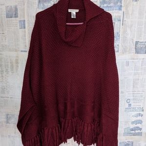 Coldwater Creek Cranberry Sweater Poncho